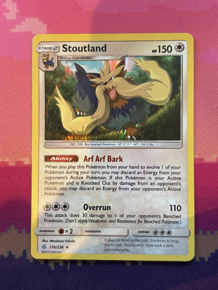Pokemon Card Stoutland Cosmic Eclipse Reverse Holo 176/236 Near Mint