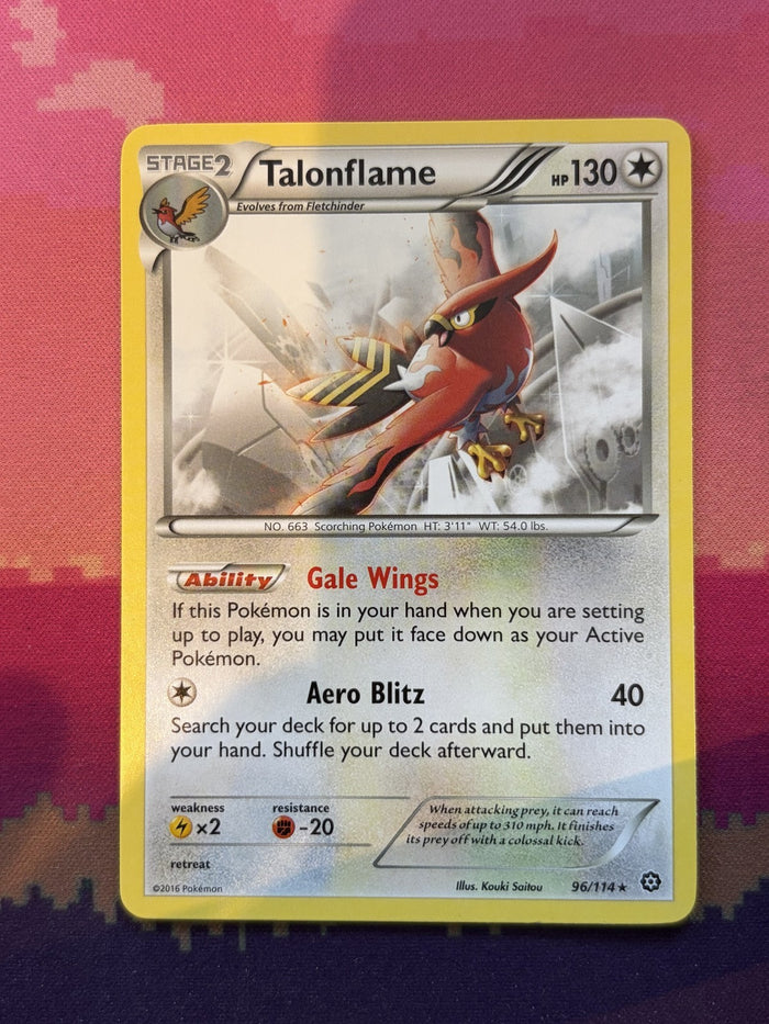 Pokemon Card Talonflame Steam Siege Reverse Holo 96/114 Near Mint