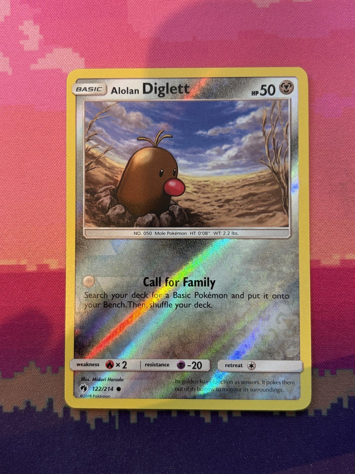 Pokemon Card Alolan Diglett Lost Thunder Reverse Holo 122/214 Near Mint