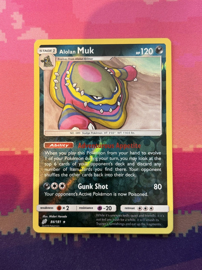 Pokemon Card Alolan Muk Team Up Reverse Holo 84/181 Near Mint
