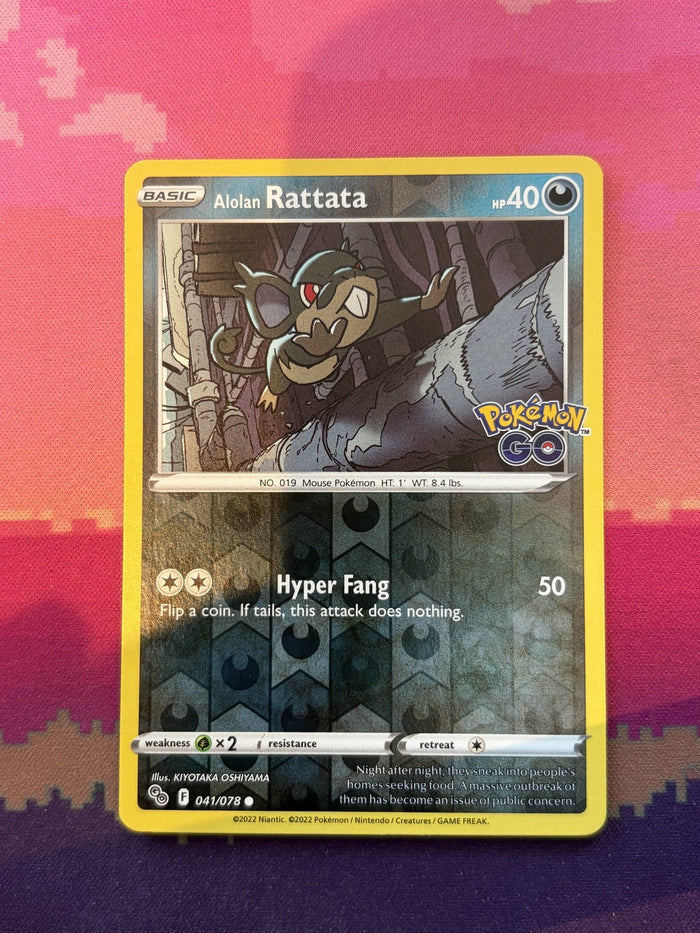 Pokemon Card Alolan Rattata Pokemon GO Common 041/078 Near Mint