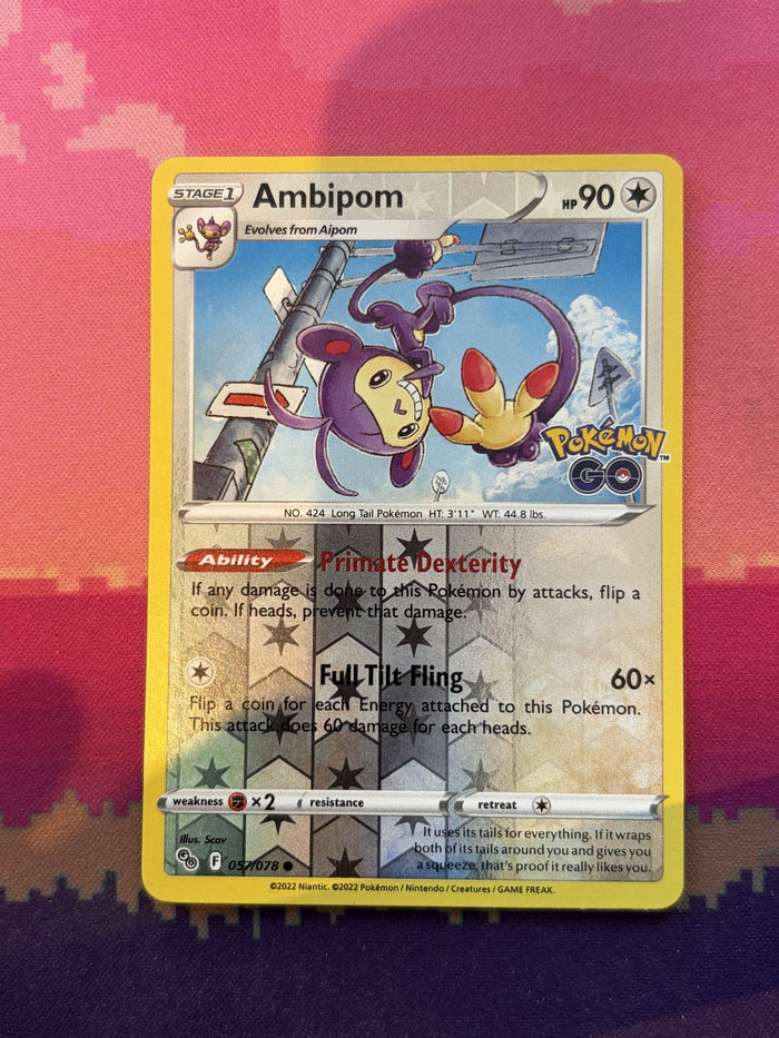Pokemon Card Ambipom Pokemon GO Reverse Holo 057/078 Near Mint
