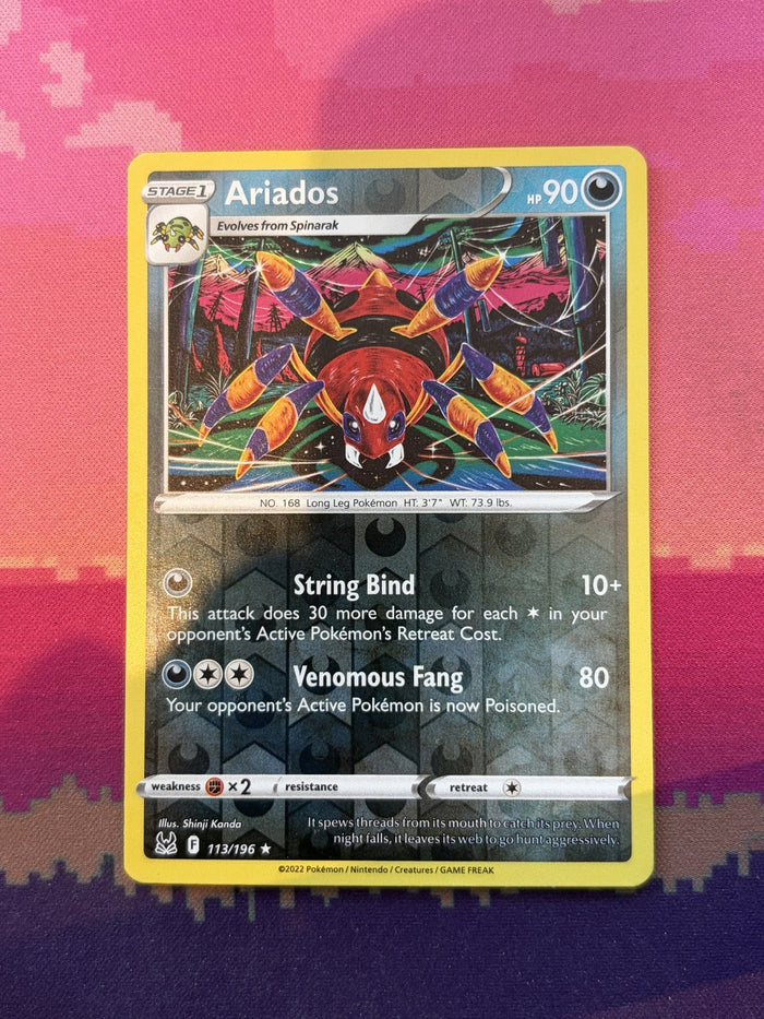 Pokemon Card Ariados Lost Origin Reverse Holo 113/196 Near Mint
