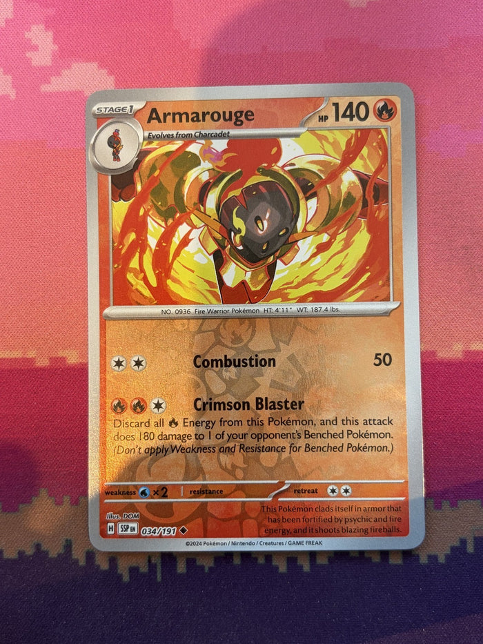 Pokemon Card Armarouge Surging Sparks Reverse Holo Uncommon 034/191 Near Mint