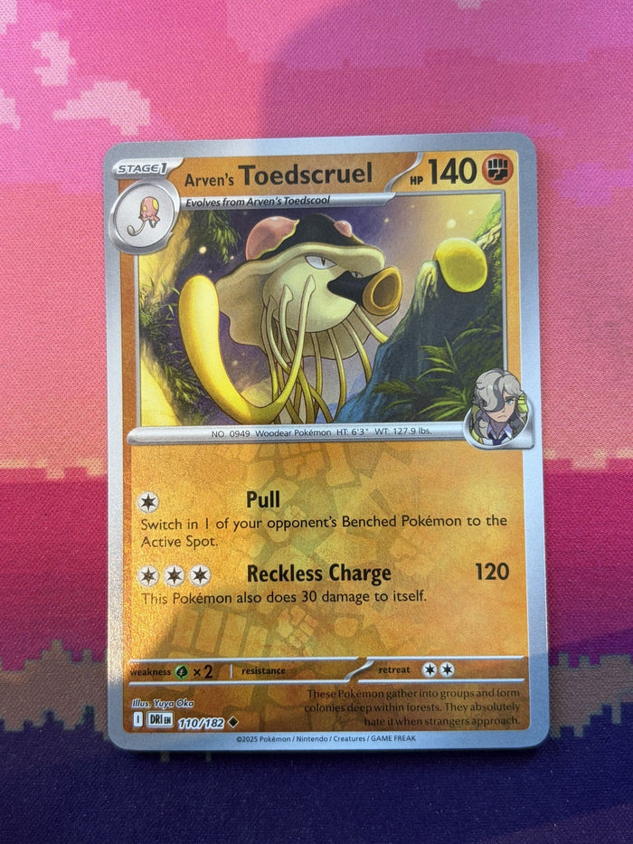 Pokemon Card Arven's Toedscruel Destined Rivals Reverse Holo 110/182 Near Mint