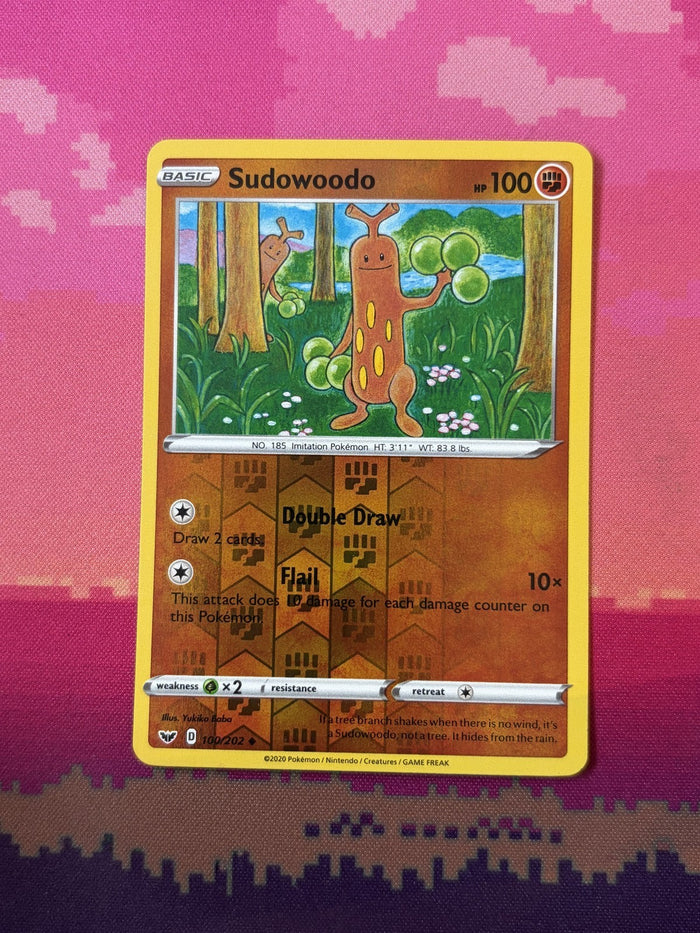 Pokemon Card Sudowoodo Sword & Shield Reverse Holo 100/202 Near Mint