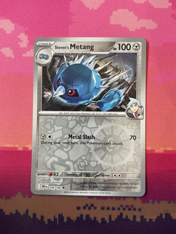 Pokemon Card Steven's Metang Destined Rivals Reverse Holo 144/182 Near Mint