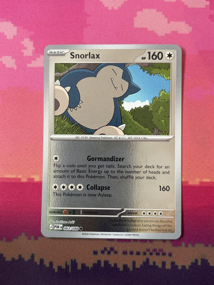 Pokemon Card Snorlax Perfect Order Reverse Holo 063/088 Near Mint