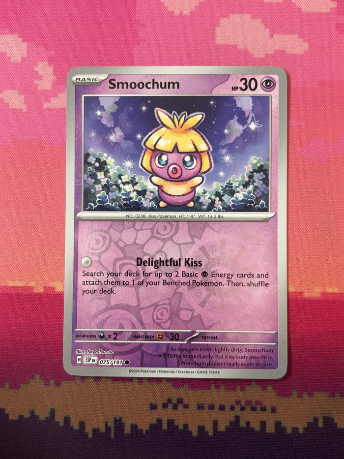 Pokemon Card Smoochum Surging Sparks Reverse Holo 075/191 Near Mint