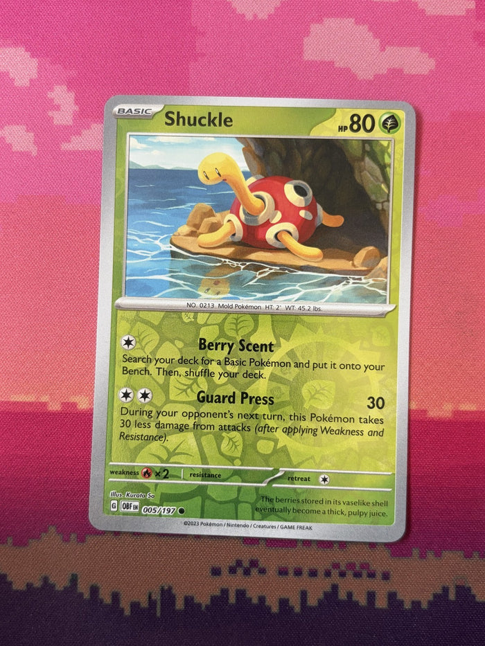 Pokemon Card Shuckle Obsidian Flames Reverse Holo 005/197 Near Mint