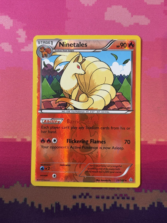 Pokemon Card Ninetales Primal Clash Reverse Holo Rare 21/160 Near Mint