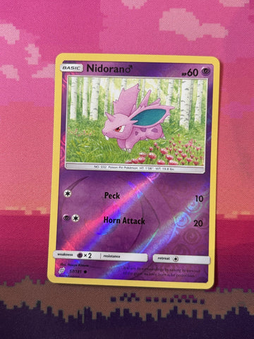 Pokemon Card Nidoran M Team Up Reverse Holo 57/181 Near Mint