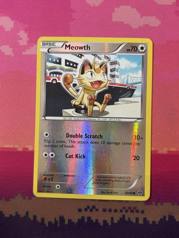 Pokemon Card Meowth Next Destinies Reverse Holo 80/99 Near Mint