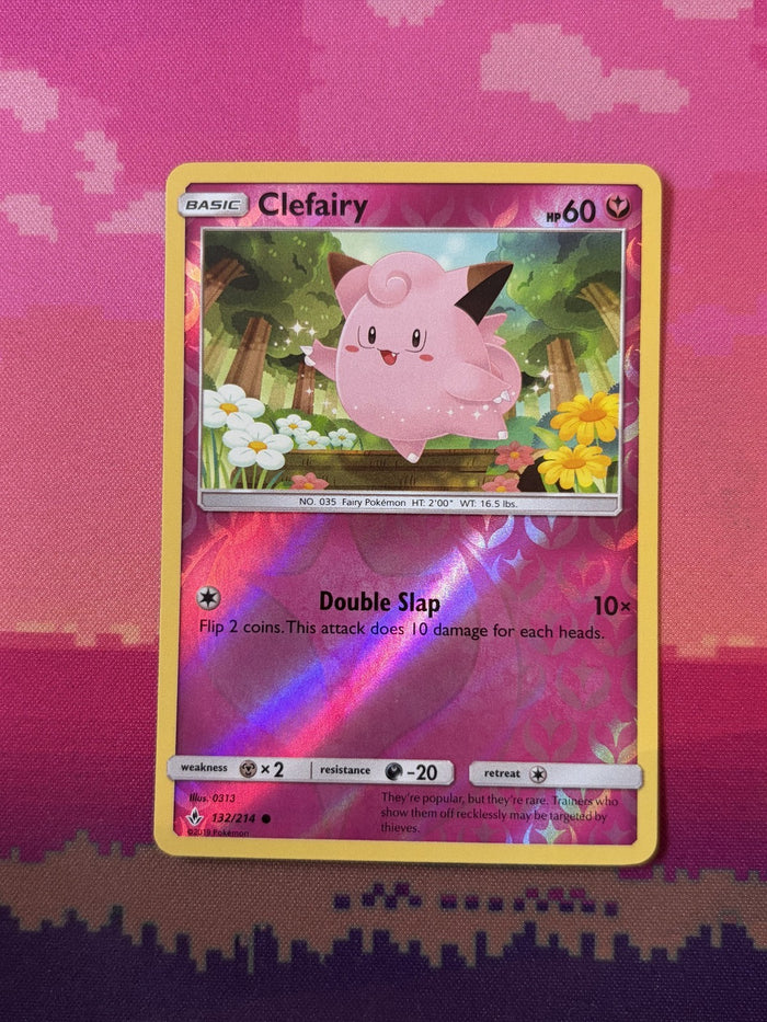 Pokemon Card Clefairy Unbroken Bonds Reverse Holo 132/214 Near Mint
