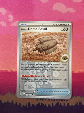 Pokemon Card Antique Dome Fossil 151 Reverse Holo 152/165 Near Mint