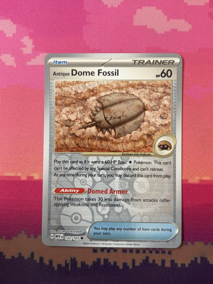 Pokemon Card Antique Dome Fossil 151 Reverse Holo 152/165 Near Mint