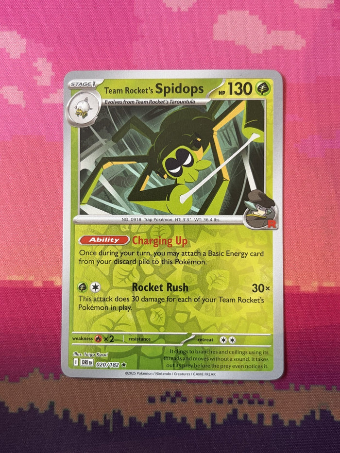 Pokemon Card Team Rocket's Spidops Destined Rivals Reverse Holo 020/182 NM