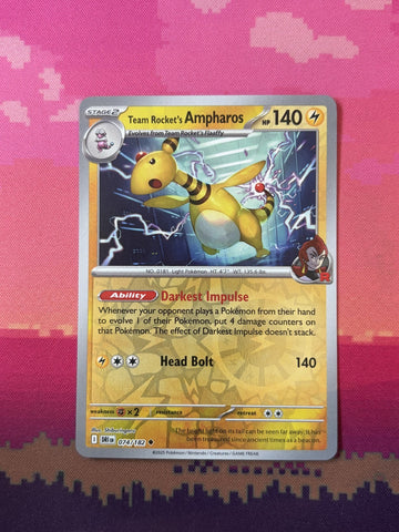 Pokemon Card Team Rocket's Ampharos Destined Rivals Reverse Holo 074/182 NM