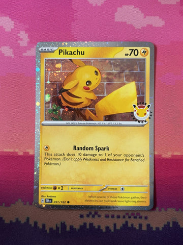 Pokemon Card Pikachu Pokemon Day Cosmo Holo Stamp 051/162 Near Mint