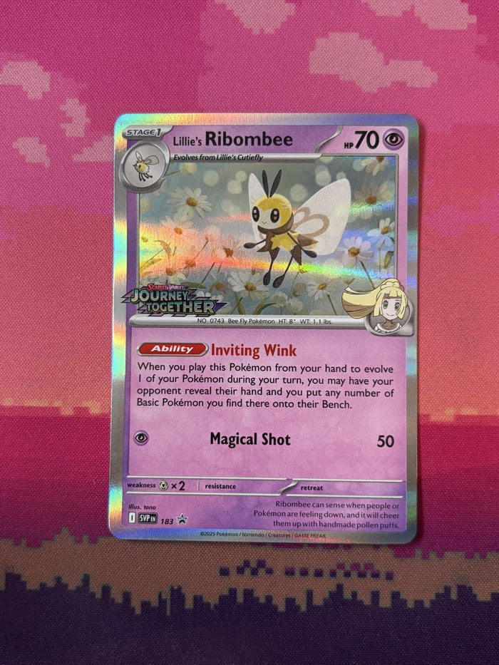 Pokemon Card Lillie's Ribombee SVP Stamped Black Star Promos Holo Rare 183 NM