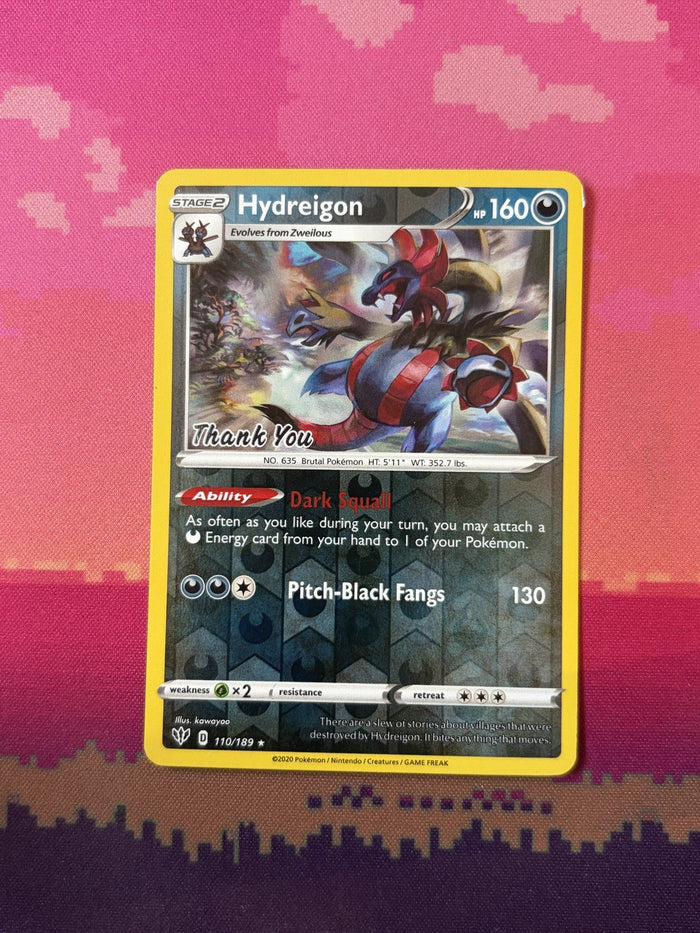 Pokemon Card Hydreigon Darkness Ablaze Thank you Stamp Reverse Holo 110/189 NM