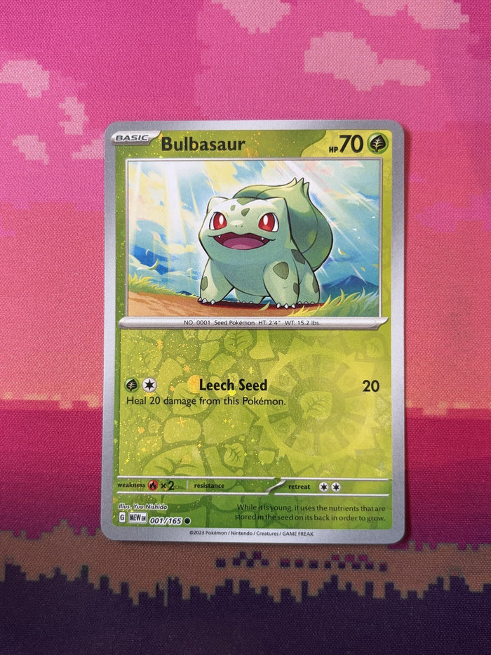 Pokemon Card Bulbasaur Pokemon 151 Cosmo Reverse Holo 001/165 Near Mint