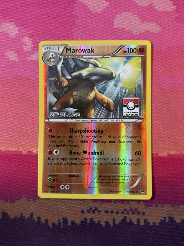 Pokemon Card Marowak 2nd Place Stamp BREAKthrough Holo Rare 78/162 Near Mint