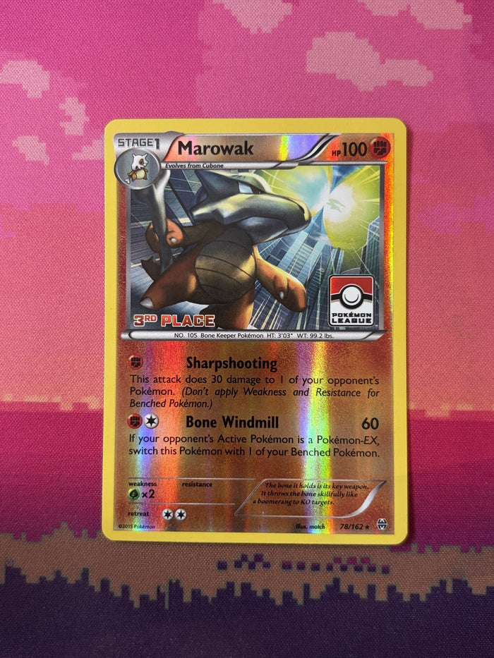 Pokemon Card Marowak 3rd Place Stamp BREAKthrough Reverse Holo Rare 78/162 NM