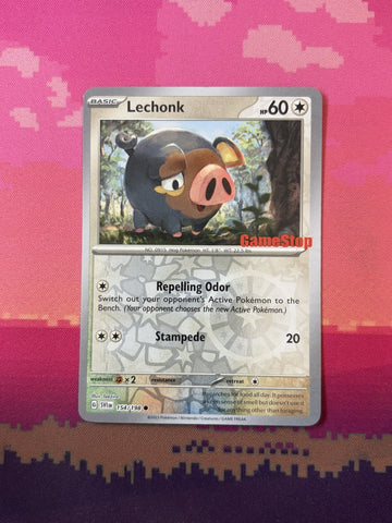 Pokemon Card Lechonk Reverse Holo GAMESTOP STAMP 154/198 Near Mint