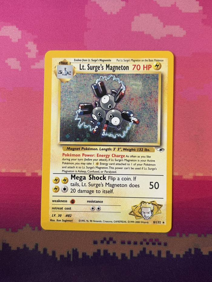 Pokemon Card Lt. Surge's Magneton Gym Heroes Holo Rare 8/132 Near Mint