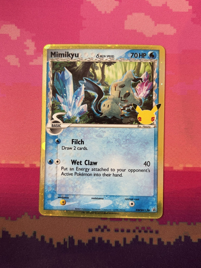 Pokemon Card Mimikyu 25th Celebration SWSH Promo Black Star Promo SWSH136 NM