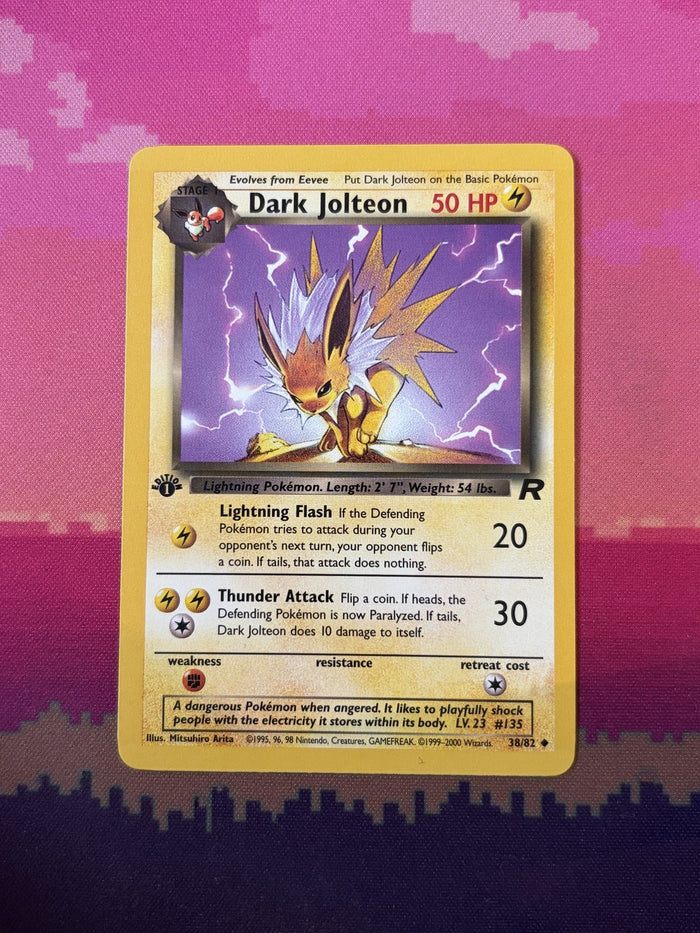 Pokemon Card Dark Jolteon Team Rocket 1st Edition Uncommon 38/82 Near Mint