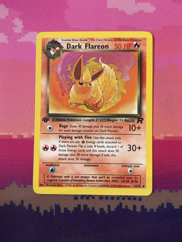 Pokemon Card Dark Flareon Team Rocket 1st Edition Uncommon 35/82 Near Mint