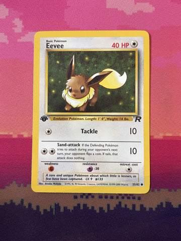 Pokemon Card Eevee Team Rocket 1st Edition Common 55/82 Near Mint
