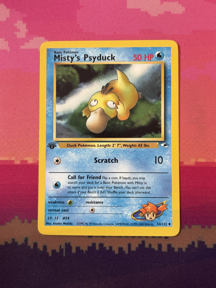 Pokemon Card Misty's Psyduck Gym Heroes 1st Edition Uncommon 54/132 Near Mint