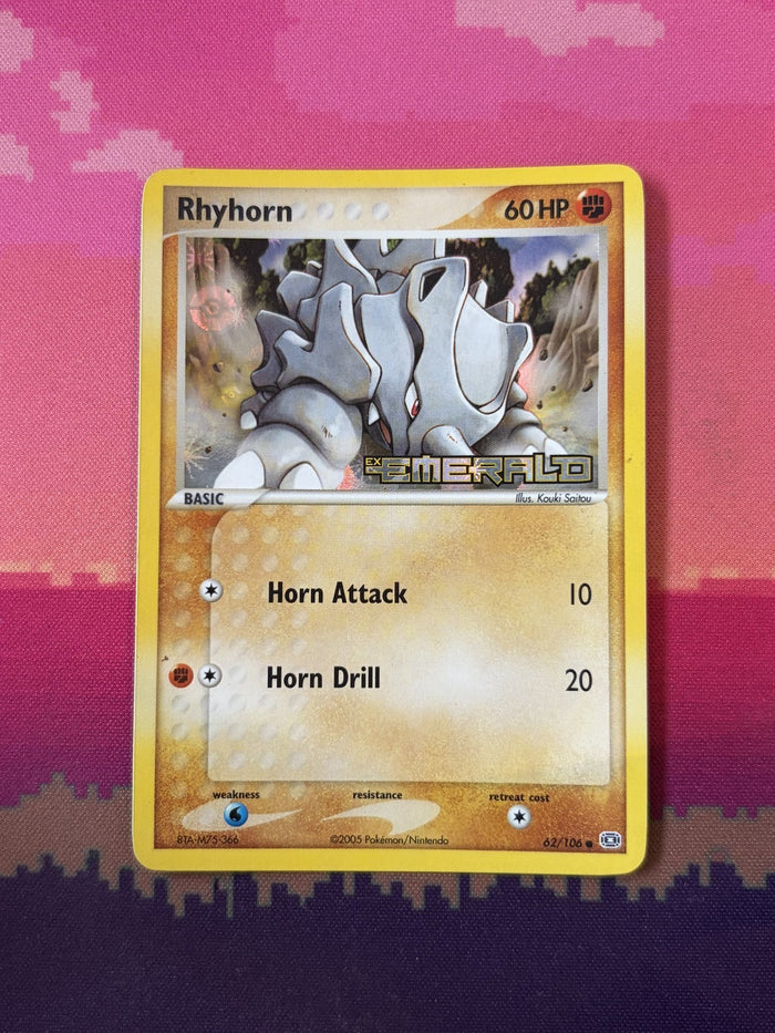 Pokemon Card Rhyhorn Emerald Reverse Holo 62/106 Near Mint