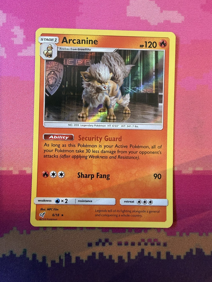 Pokemon Card Arcanine Detective Pikachu Holo Rare 6/18 Near Mint