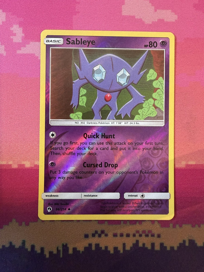 Pokemon Card Sableye Lost Thunder Reverse Holo 96/214 Near Mint