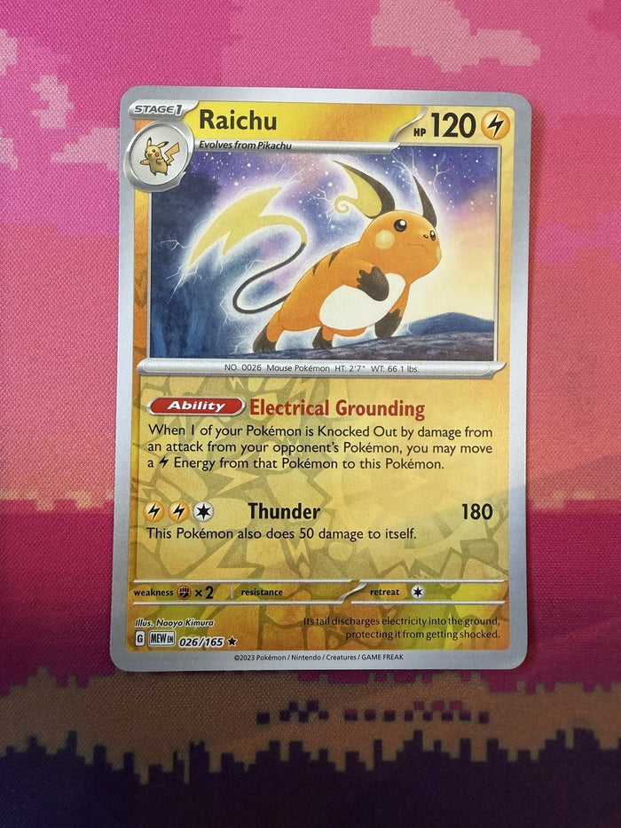 Pokemon Card Raichu Pokemon 151 Reverse Holo 026/165 Near Mint
