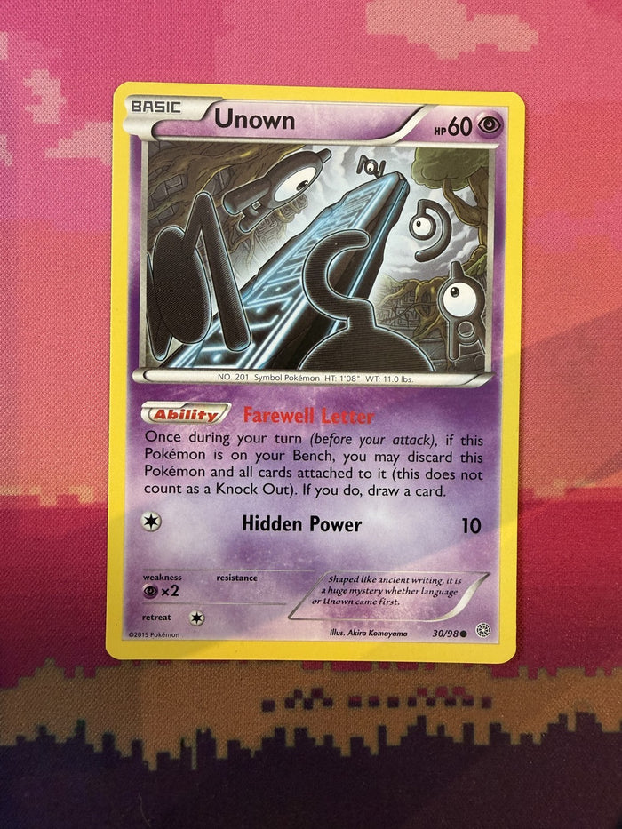 Pokemon Card Unown Ancient Origins Common 30/98 Near Mint