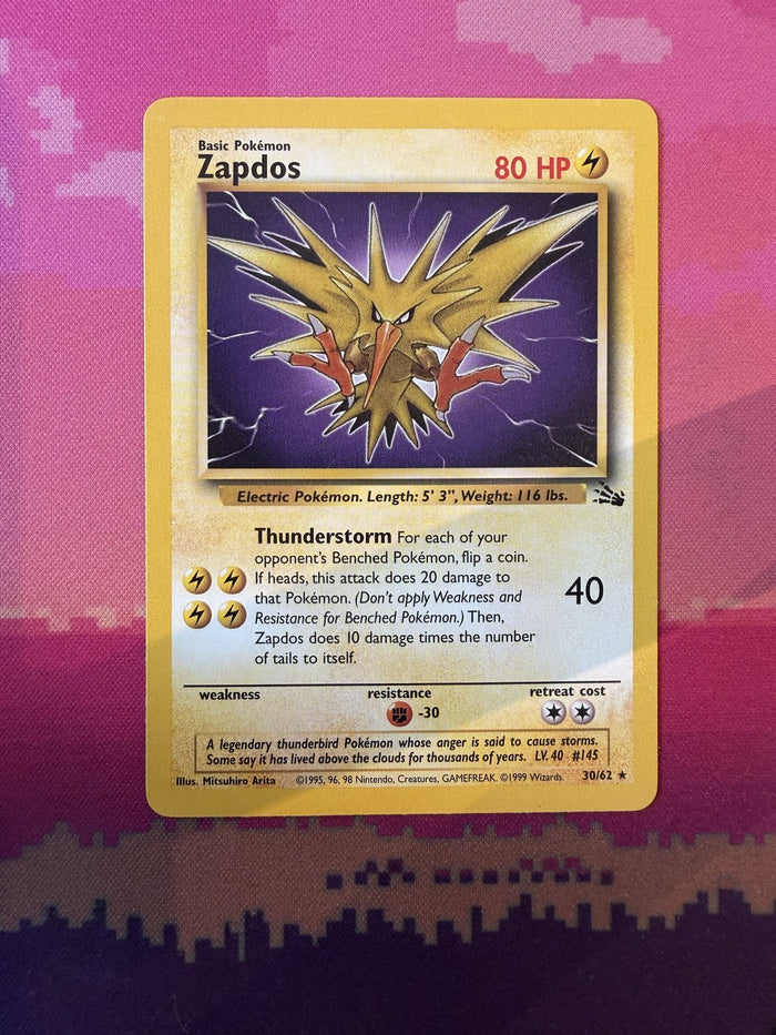 Pokemon Card Zapdos Fossil Rare 30/62 Near Mint