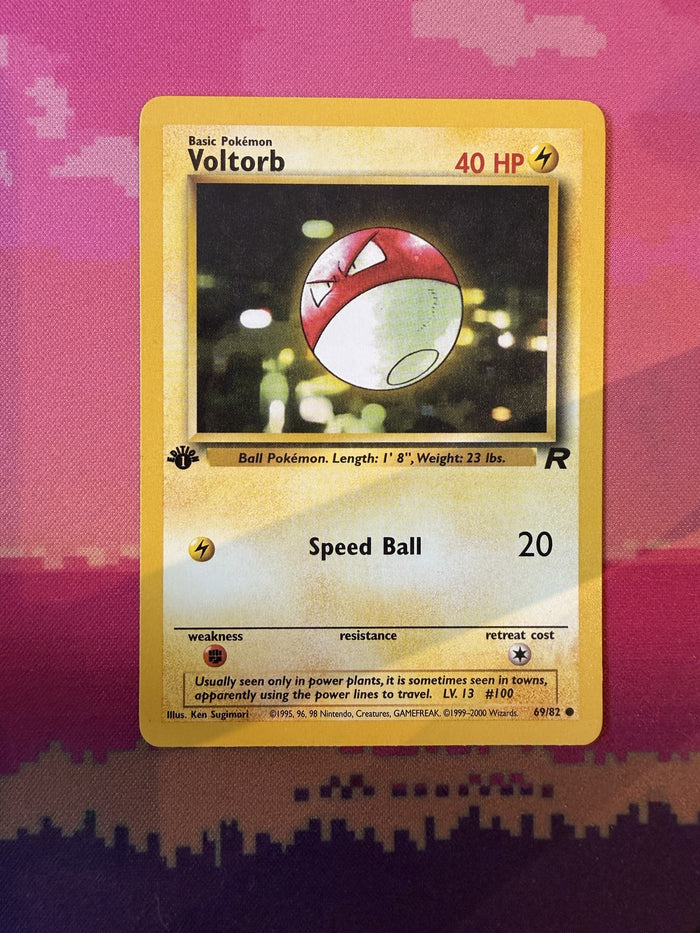 Pokemon Card Voltorb Team Rocket 1st Edition Common 69/82 Near Mint