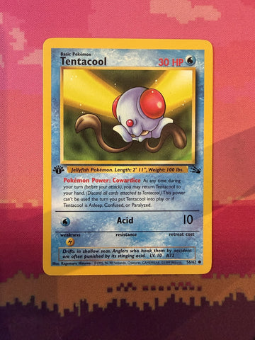 Pokemon Card Tentacool Fossil 1st Edition Common 56/62 Near Mint
