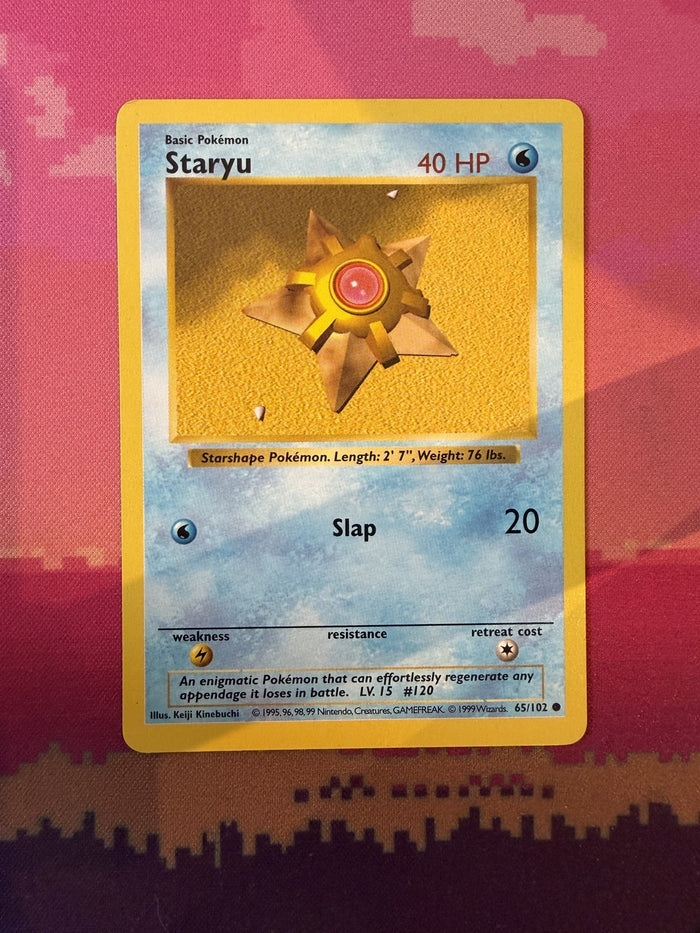 Pokemon Card Staryu Base Set Shadowless Common 65/102 Near Mint