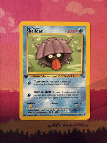 Pokemon Card Shellder Fossil 1st Edition Common 54/62 Near Mint