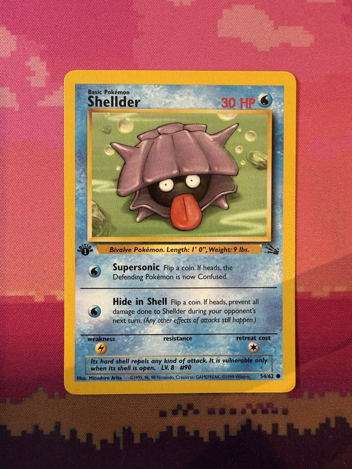 Pokemon Card Shellder Fossil 1st Edition Common 54/62 Near Mint