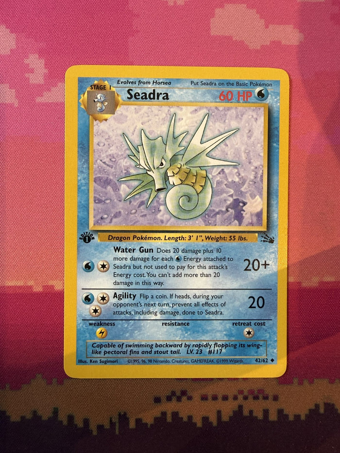 Pokemon Card Seadra Fossil 1st Edition Uncommon 42/62 Near Mint