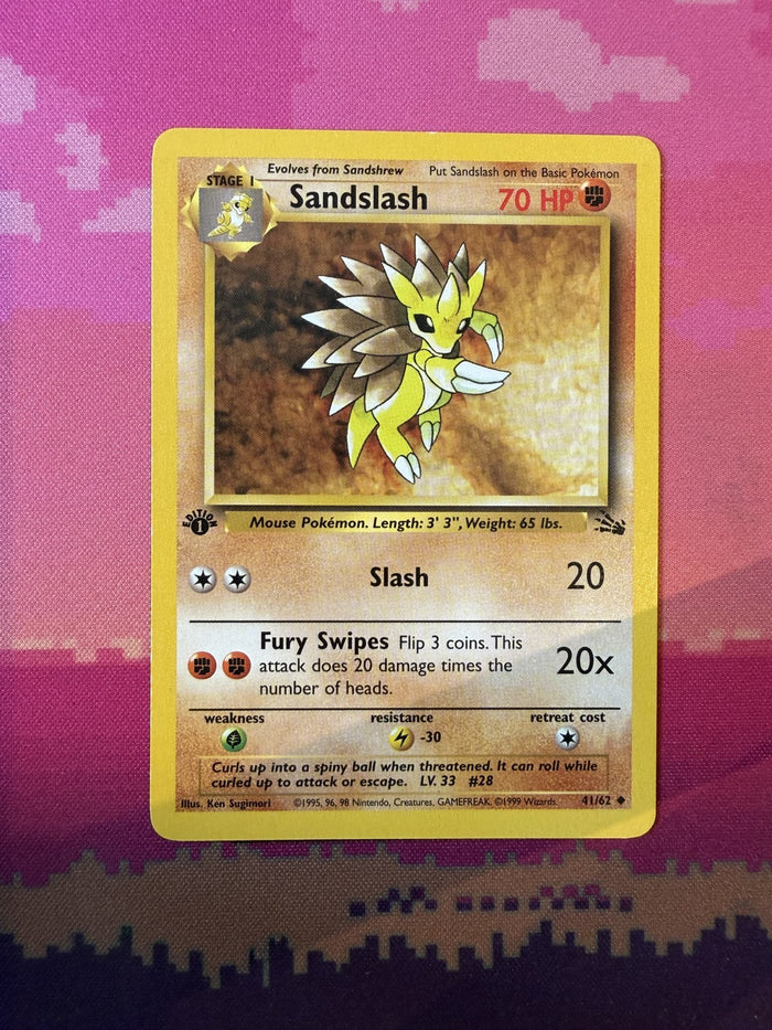 Pokemon Card Sandslash Fossil 1st Edition Uncommon 41/62 Near Mint