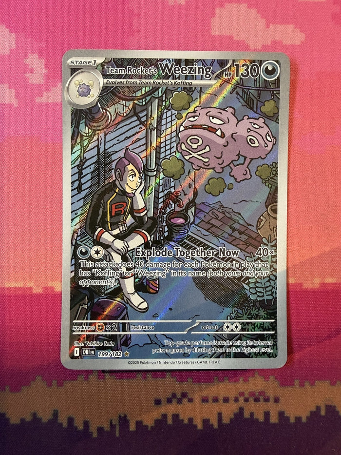 Pokemon Card Team Rocket's Weezing Destined Rivals Illustration Rare 199/182 NM