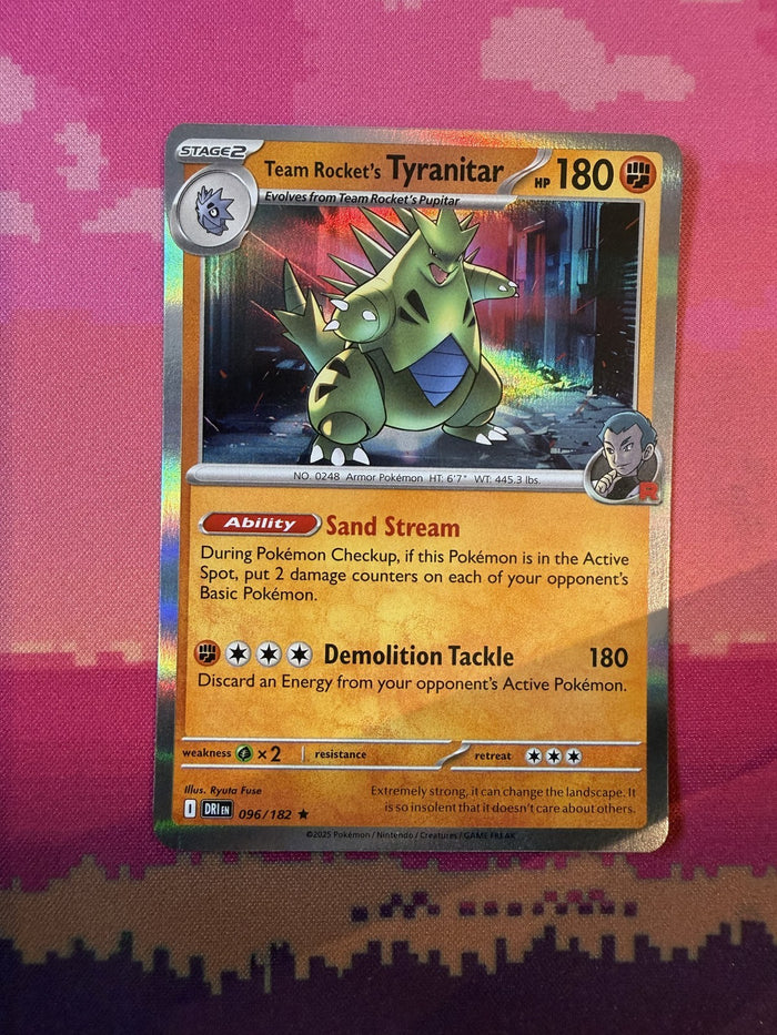 Pokemon Card Team Rocket's Tyranitar Destined Rivals Holo Rare 096/182 Near Mint